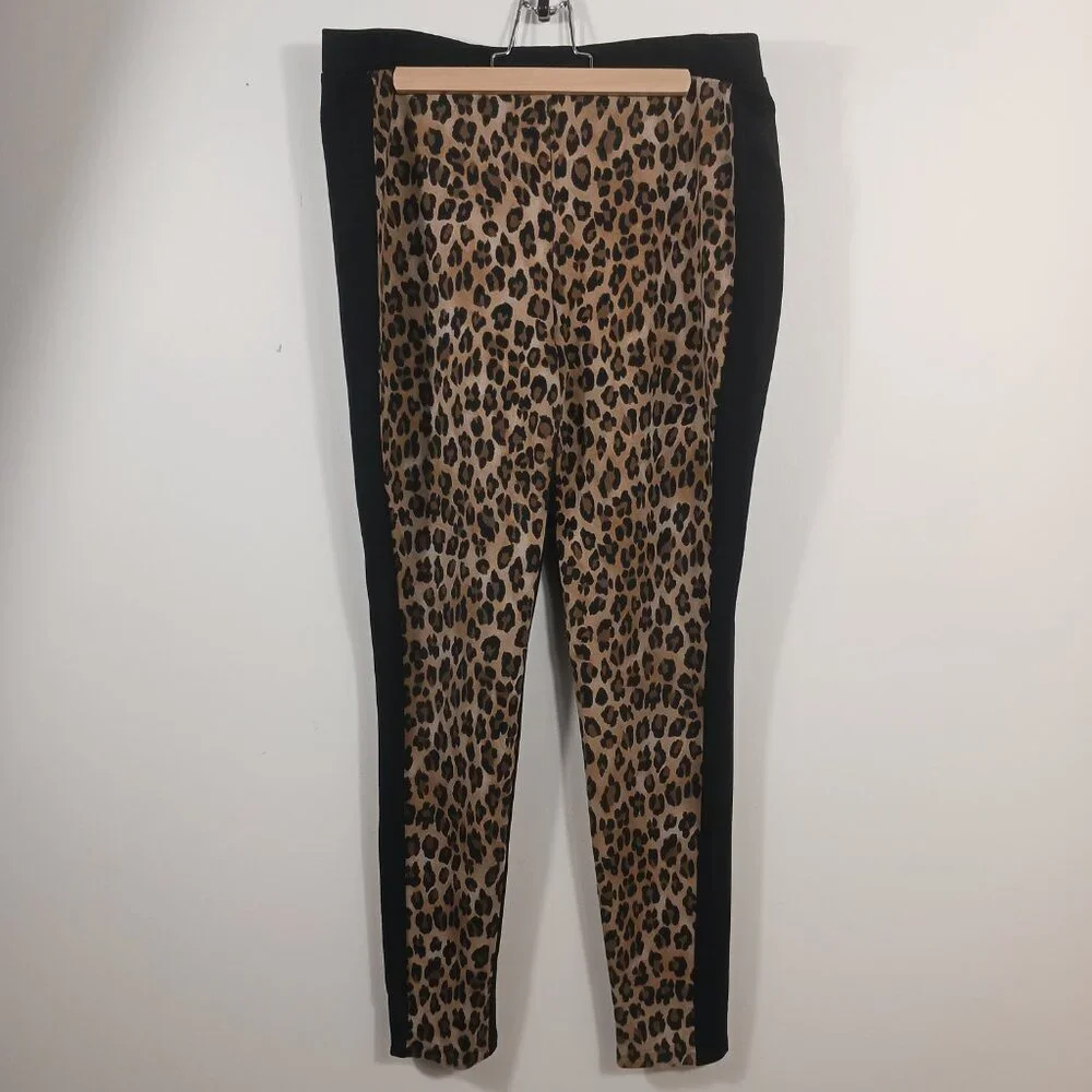 Chico's Animal Print/Black Ponte Legging Pants, Size 1 (Med.) Stretchy Greatness - Picture 3 of 12